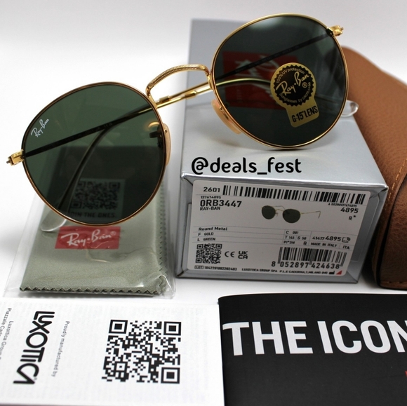 Ray-Ban Accessories - Model Display RayBan Round Metal Green G15 Lens RB3447